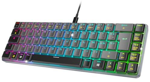 EMPIRE GAMING K241 - Tastiera Gaming Meccanica Compatta FR (AZERTY), Cablata USB-C Staccabile, 69 Tasti MX Red, RGB 24 Effetti, Anti-Ghosting NKRO, Compatibile con PC/Console