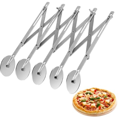 Degskärare 5 hjul rostfritt stål, justerbar degdelare, diskmaskinssäker | 5-delad degskärare i rostfritt stål med justerbar skärbredd — exakt portionering av pizza-, bröd- och tårtdeg