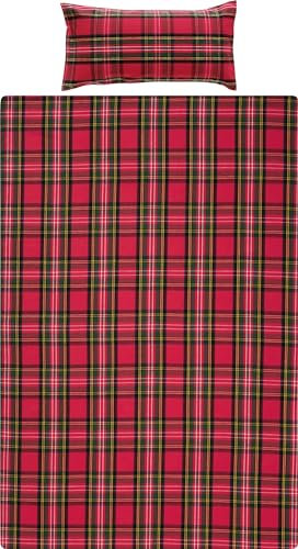Erwin Müller warme Bettwäsche Flanell buntgewebt rot Größe 40x80 cm / 135x200 cm - hautsympathisch, atmungsaktiv, samtweich, 100% Baumwolle, mit Knopfverschluss