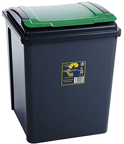 Whatmore 124595 50L Recycling Bin & Lid - Graphite/Green