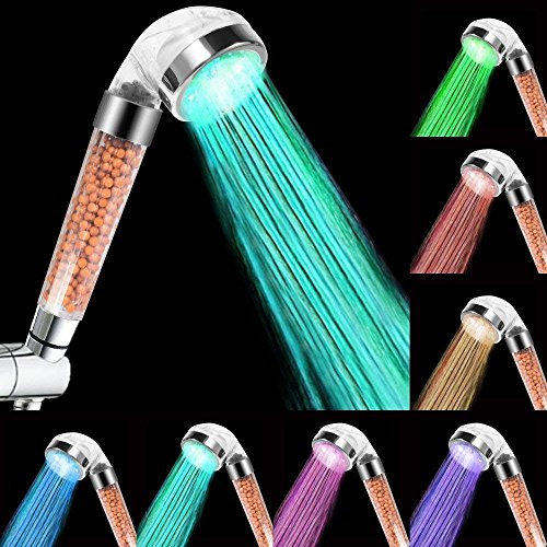 Jopee Bathroom Shower Head with LED 7 Changing Color High Pressure Water Saving Negative Ionic Filtered Shower Sprayer