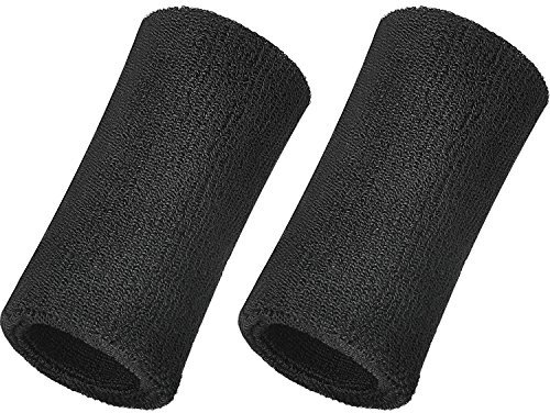 WILLBOND 15,2 cm (6 Zoll) Sport-Armbänder, elastisch, aus Baumwolle, für Sport, 2 Stück (schwarz)