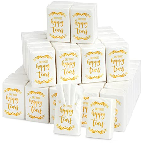 Lot de 60 mouchoirs de voyage en vrac pour remise de diplôme, enterrement de vie de jeune fille, cadeaux de mariage pour invités, mariage, usage individuel (10 feuilles par paquet)
