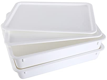 GSM Brands Pizza Dough Proofing Box - Stackable Commercial Quality Trays with Covers (17.25 x 13 Inches) - 2 Trays and 2 Covers