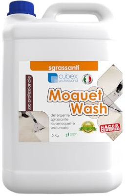 Cubex Professional Moquet Wash 5 LT - Detergente Profumato Per Moquette, Tessuti e Tappezzerie - Sgrassa, Ravviva i Colori e Profuma Moquette, Auto, Sedili, Poltrone, Divani