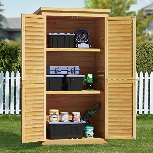 Bealife 63.2 Outdoor Storage Cabinet with Double Doors - Natural