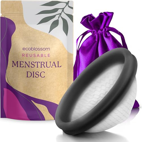 Ecoblossom Reusable Menstrual Disc - Small Menstrual Cup - Soft Period Disc for Women Designed with Flexible, Medical-Grade Silicone Period Cup (Small, Black)