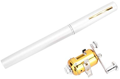 Tgoon Baitcaster Fishing Combo, Mini Pen Portable Fishing Rod and Reel, Medium Power, 8.3 Inch, Baitcasting, Silver