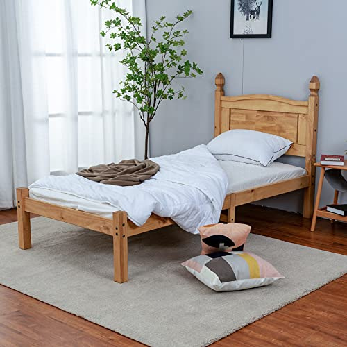 Panana 3FT Corona Single Size Bed,Solid Pine Wood beds Frames & bases, Bedroom Furniture (Low End Model A), (FRBF)