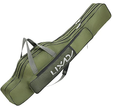 Lixada 100cm/130cm/150cm Fishing Bag Portable Folding Fishing Rod Reel Bag Fishing Pole Gear Tackle Tool Carry Case Carrier Travel Bag Storage Bag Organizer (Army Green,130cm)
