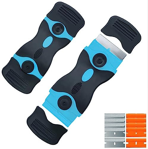 1 Pièce Grattoir Pour Table De Cuisson En Verre, Grattoir Plaque Vitrocéramique, Grattoir De Nettoyage Multi-usages, Avec 5 Lames Métallique et 5 Lames Plastique, Pour Gratter Étiquettes etc (Bleu)