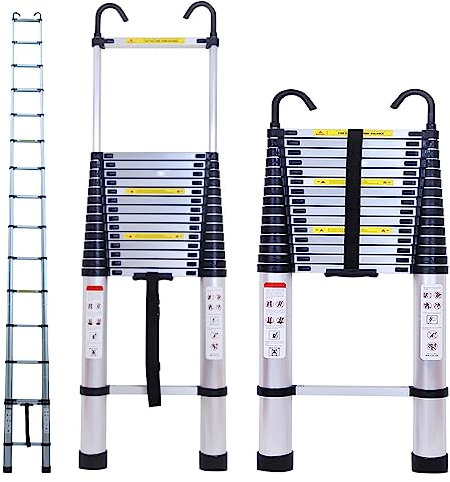 6.2m Telescopic Ladder 20.3FT Telescoping Extension Ladder Aluminum Extendable Ladder Portable Multi Purpose with Detachable Hooks 30lbs Capacity EN131
