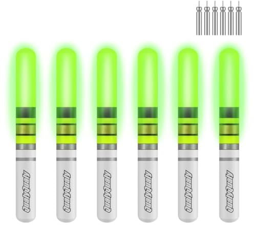THKFISH Angeln Glühstäbe, 6 Stück LED Glühstäbe zum Fischen mit Batterien, Nachtfischen Licht Up Angeln Bobbers Schwimmer und Ruten Tipps…