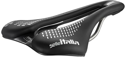 Selle Italia SLR Boost Gravel TI 316 Superflow - Selle Vélo Gravel & Route, Gel Confort, Trou Superflow, Inserts Hi-Viz - Taille L3, Noir/Blanc