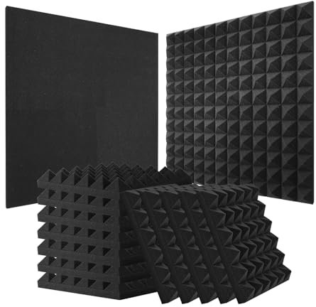 VEVOR Akustikschaumstoff Akustikpaneele, 36er-Set, 300x300x50mm, Pyramidenförmige schalldichte Wandpaneele, Akustikplatten, Akustikschaumstoff-Matten für Studiowände und -decken, Schwarz