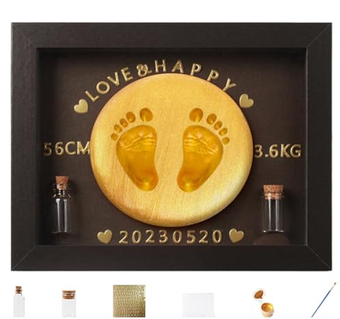 Baby fotavtryck kit | träkonst fotoram babytryck händer och fötter, fosterhår samlingsflaska, säker färg för baby shower, pappa baby minnessak souvenir souvenir