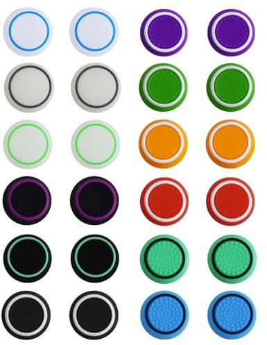 LunarCharm 24 Joystick Caps Compatible with PS4/PS5 Controller Sticks Grips, Controller Accessories Compatible with Xbox One Series, Silicone Thumbsticks Grips Caps