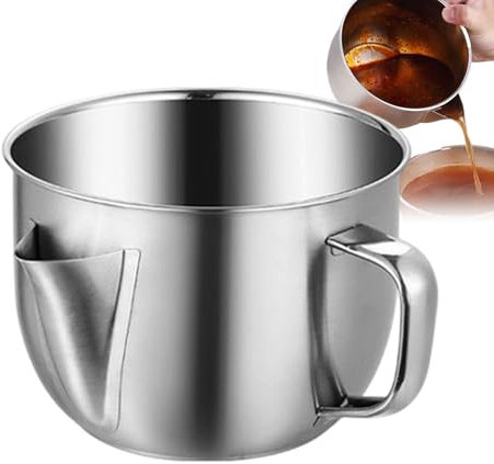 Sghtil Separatore per zuppa di grasso, barattolo per filtro olio - Separatore di olio da cucina in acciaio inossidabile | Vaso per olio filtrante in metallo da 1,2 l, Vaso per filtro olio antiruggine