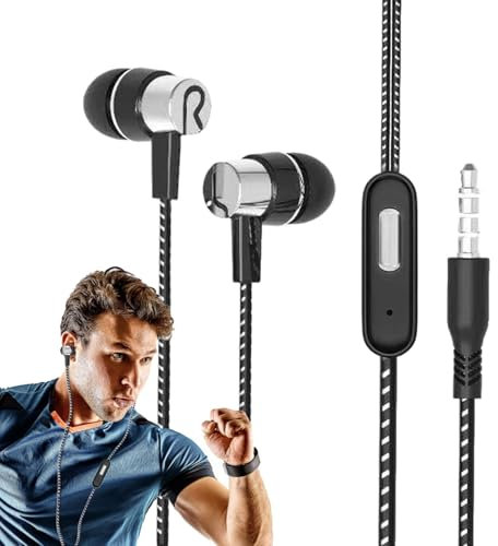 Auricolari Per Telefono Cablati - Cuffie Intrauricolari Portatili Cablate, Auricolari Con Audio Stereo Ad Alta Fedeltà | Auricolari Con Filo Con Microfono Per Chiamate Chiare, Comodi Auricolari Con Fi