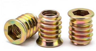 Drenky ‌M6 Insert Fileté Bois‌, écrous à Visser ‌M6 X 10mm ‌Manchons à Visser‌ Galvanisés écrou Hexagonal Fileté‌ pour Meubles en Bois, 40 Pièces
