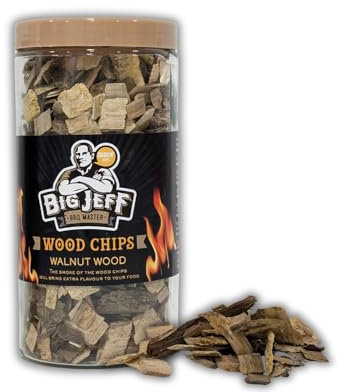 OsoRetail Big Jeff Wood Chips Noyer 550 g | Copeaux de bois de noyer 100 % naturel pour fumer dans barbecue, smoker et grill | fumée intense pour bovin et chasse