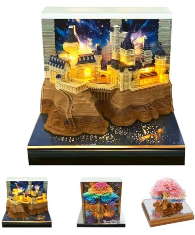 PQNXZKB Time Piece Calendar,3D Calendar 2026,Castle Building Paper Carving,Laser Engraving,Can Be Used As A Bookmark,Suitable for Note Taking,Decorative Ornaments
