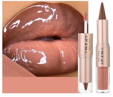 2-in-1 Double-Ended Matte Lip Liner Lipstick & Lip Gloss Duo – Long-Lasting, High-Pigment Smooth Lip Colour for Defined & Glossy Looks (# 06)