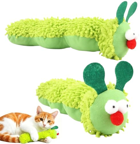 ZZHBOO 1 Unidad Juguete para Gatos con Hierba Gatera, Peluche con Forma de Oruga para Mascotas, Juego Interactivo de Entretenimiento y Alivio del Estrés, Resistente a Mordeduras