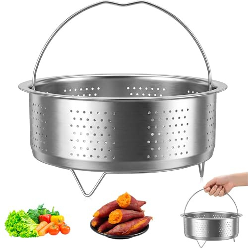 Deautie Inserto per cottura a vapore in acciaio inox 304, inserto per cottura a vapore per pentole, pentole a pressione e pentole, per vaporizzare verdure, frutta e uova (20 cm)