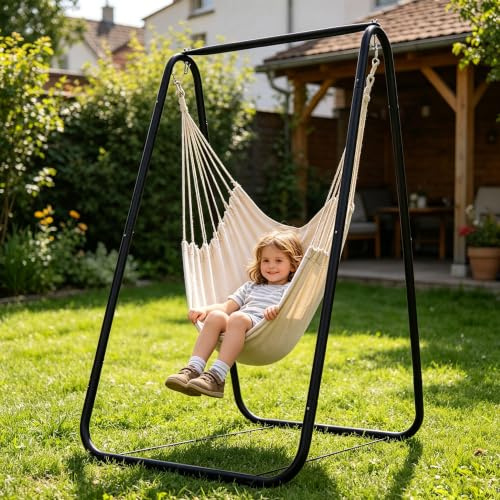 Soporte De Pie De Acero A-Shape, Soporte De Silla Colgante Al Aire Libre | Columpio de jardín con estructura antideformación, carga 100kg para silla colgante interior y exterior