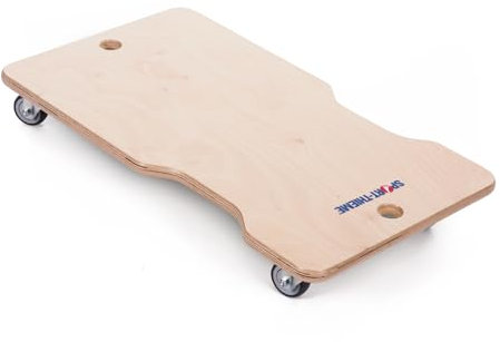 Sport-Thieme Kinder-Rollbrett Ergo | Indoor Kindersport & Therapie | 10 Jahre Garantie | Kugellager Rollen | Vollgummireifen | 62x35x9 cm | Belastbar: 120 kg | Holz