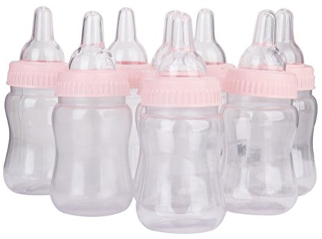 NUOLUX 12pcs Baby Bottle Favors Bottle Bank Gift Set for Showers Parties Birthday Decoration (Pink)