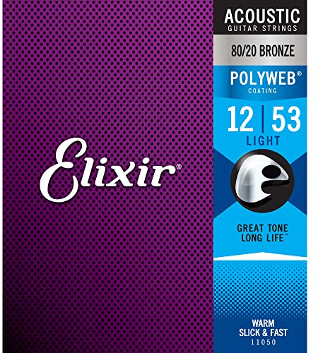 Elixir 11050 Light Acoustic Guitar Strings Polyweb Coated 12-53 3 Pack