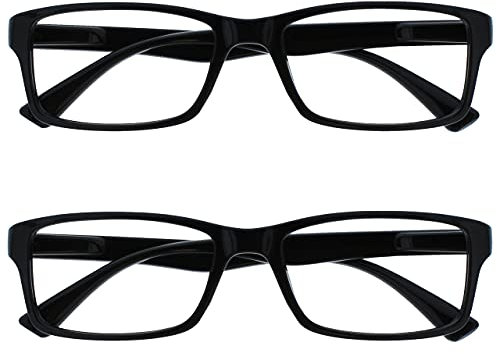 OPULIZE The Reading Glasses Company Black Readers Value 2 Pack Mens Womens UVR2092BK +2.50