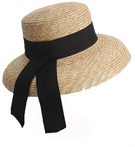 Sombrero de paja con ala ancha para mujer Ulalaza, trenzado, con protección solar UPF 50+, sombrero de playa de verano, con visera, One Size