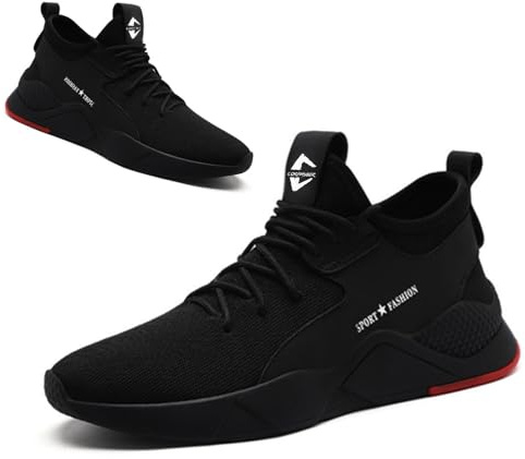 CORANSBER Steel Toe Safety Shoes for Men Women Work Sneakers Breathable Lightweight Industrial & Construction Shoe