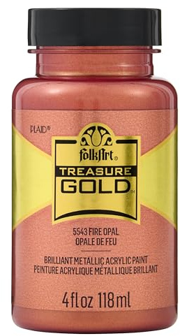 Plaid PE5543 Folk Art Treasure Gold Acrylic Craft Paint, Fire Opal, 5543, 2oz