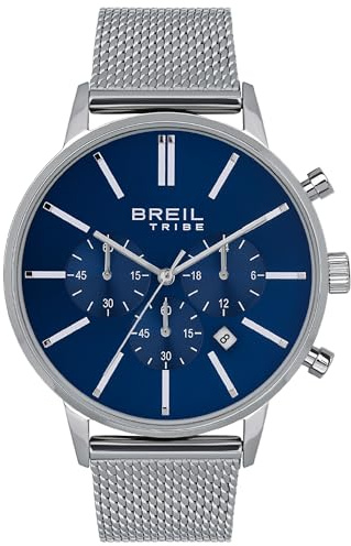 Breil Orologio UOMO AVERY quadrante MONO-COLORE BLU movimento CRONOGRAFO QUARZO e MESH ACCIAIO ARGENTO EW0507