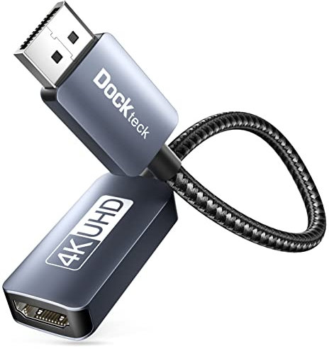 dockteck 4K 60Hz DisplayPort auf HDMI Adapter, Aktiver Adapter DP auf HDMI für HDTV, Projektor, Desktops, Laptop(GTX 960, ThinkPad T420, Dell 780, Lenovo T520i usw.)