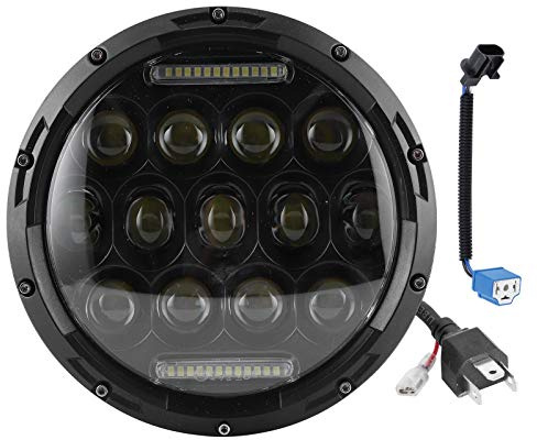 KIMISS Faro Anteriore a LED per Moto da 7 Pollici 75W, Faro Anteriore Ad Alta Luminosità da 6500K Adatto per Wrangler