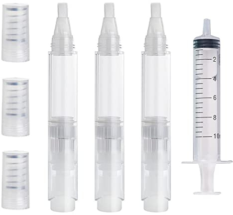 3 PCS 6ml Touch Up Paint Pens, Empty Oil Pen Transparent Paint Pen Fillable Brush Pen with Needle Tube for Interior Paint to Drywall Wall Cabinets Furniture Wood Furniture(White)