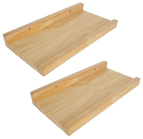 YAYODS 2 Pack Wooden Floating Shelves, 30cm Wall Mounted Picture Ledge Shelf, Oak Floating Shelf for Wall, Display Shelf For Living Room, Kitchen, Bedroom, Bathroom