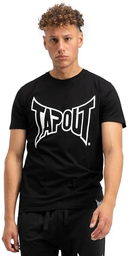 Tapout Herren T-Shirt Lifestyle Basic Tee Normale Passform, Black/White, XL