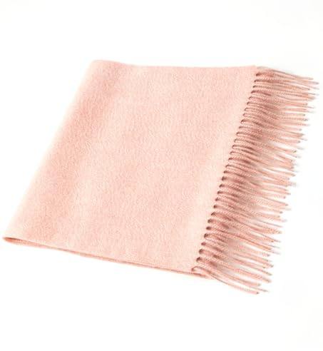 Villand Pure 100% Cashmere Scarf with Fringed Edges, Ultra Soft Large Cashmere Shawl Wrap for Women and Men (Pink)