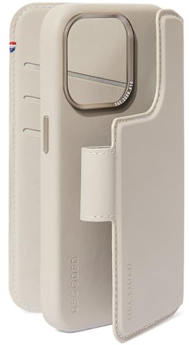 DECODED 2-in-1 Detachable Wallet Case for Apple iPhone 15 Pro Max - Premium European Leather - Card Holder - Protective and Shockproof - MagSafe Compatible - Microfiber Lining - Clay Beige