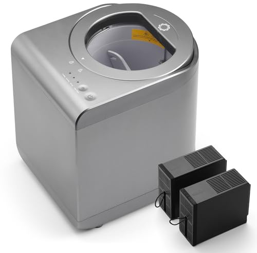 Airthereal Revive Electric Kitchen Composter with Visual Glass Cover, Upgraded SHARKSDEN Tri-Blade, Turn Food Waste and Scraps into Natural Fertilizer for Plants, R500-V, Grey