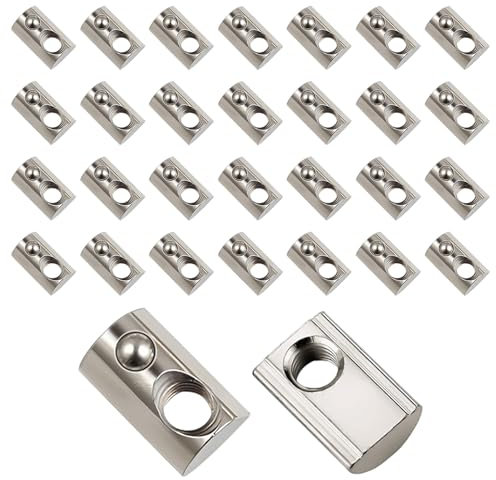 Neikafan M8 Tuerca de Ranura en T 30 Pcs Tuerca con Bola de Resorte 4040 Tuercas en T Deslizantes de Acero al Carbono para Perfiles Aluminio Carpintería Herramienta Sujetadores