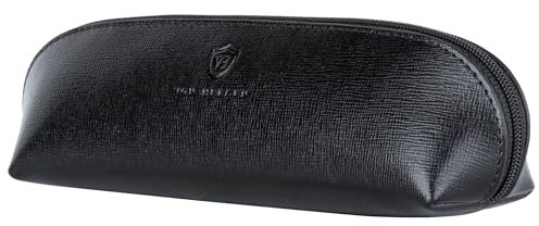 VON HEESEN® Echtleder Federmäppchen Leder Federmappe Etui für Stifte Mäppchen Schule Federtasche Uni Schlampermäppchen (Saffiano)