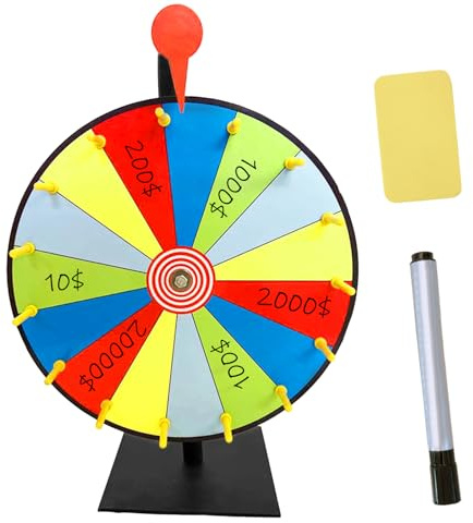 Teksome Rueda de Premio giratoria, Rueda de la Fortuna para Girar, Rueda giratoria de 15 Ranuras, Rueda giratoria de Color de Mesa, Gira la Rueda de Ruleta para Carnaval, Feria Comercial, GANA Juegos