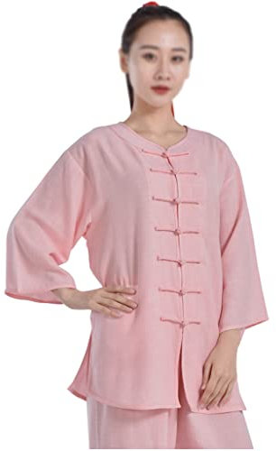 MYIESAXL Baumwolle Leinen Taichi Uniform Damen Stretch Kampfsportanzug Kung Fu Kleidung Chinesische traditionelle Morgenübungen Kleidung Halbarm Tai Chi Anzughose